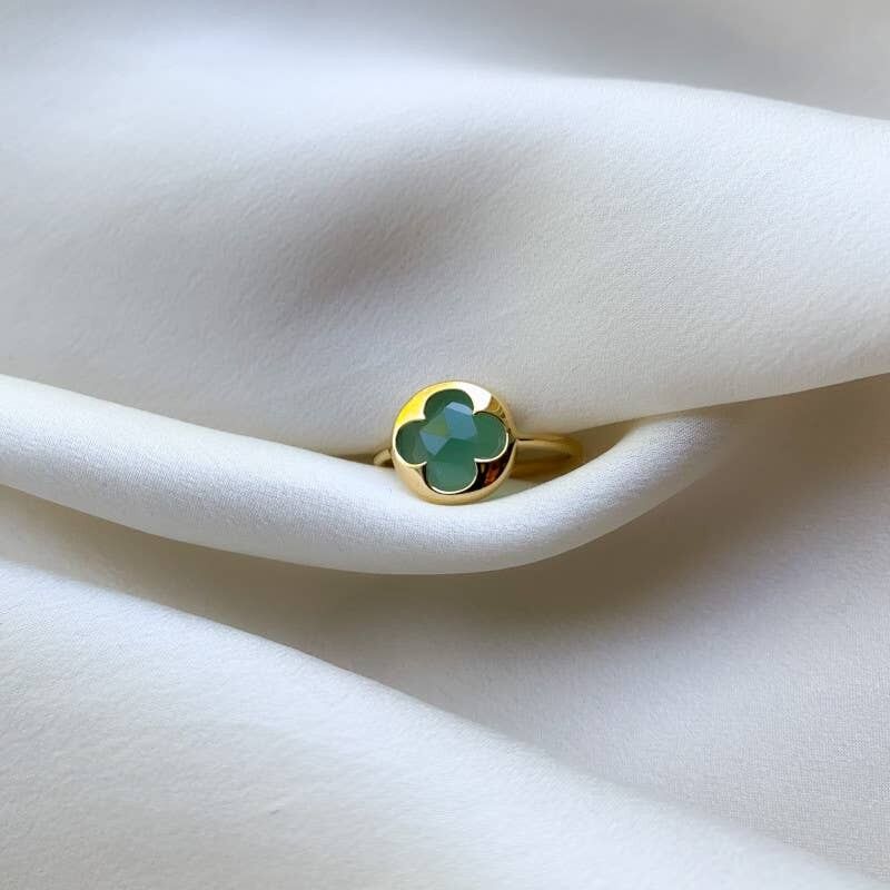 MAOMI CLOVER RING, vergoldet & Aventurin (BAGMA68 CLOVER)