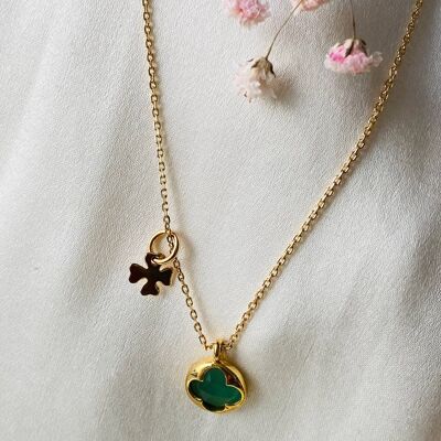 NAOMI CLOVER CHAIN NECKLACE, and gold-plated clover medallion