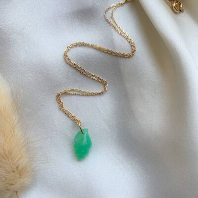 ARIELLE NECKLACE, chrysoprase shell (CCHOC1)