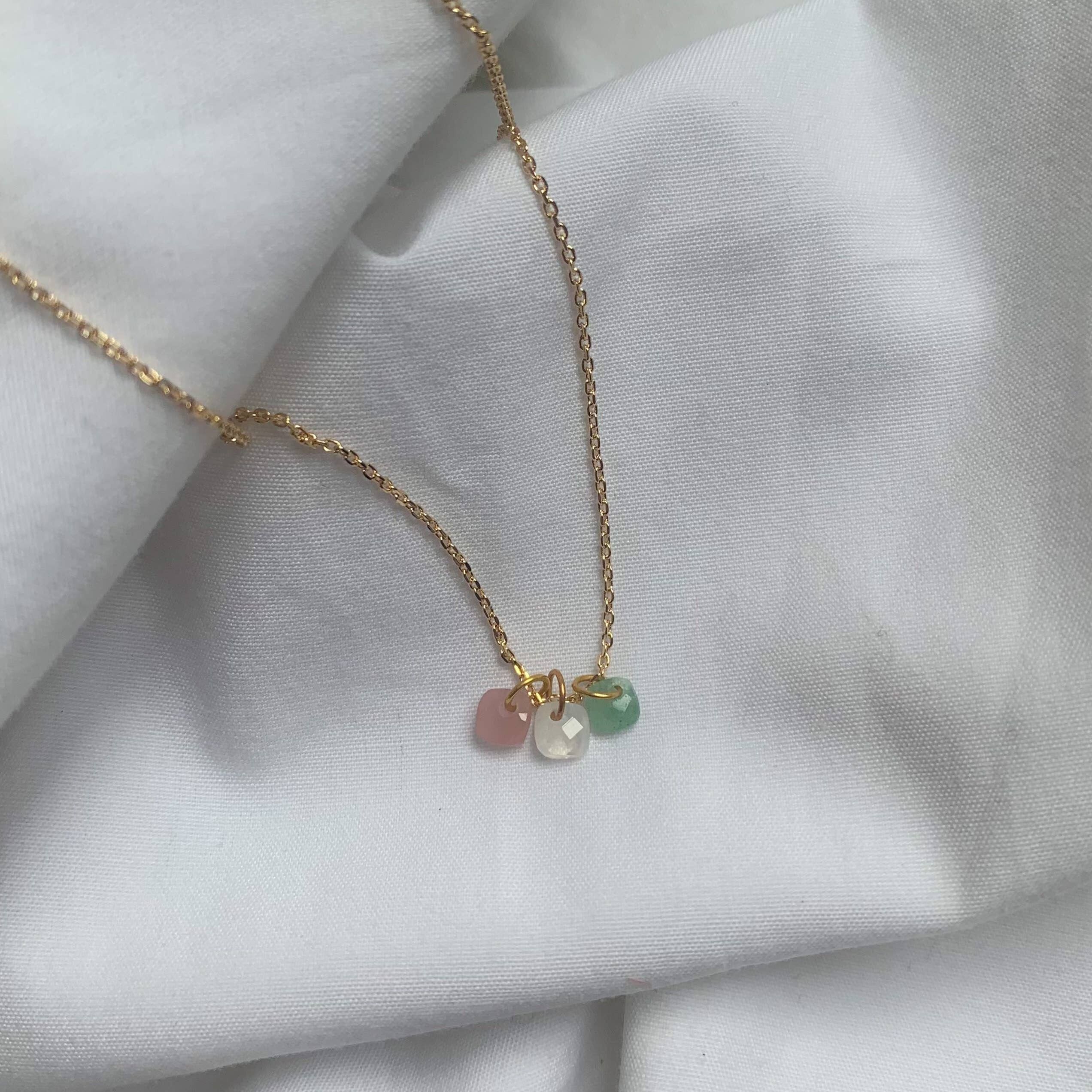 LITTLE TOPAZ NECKLACE, mini stone pendants (CCHLITA)