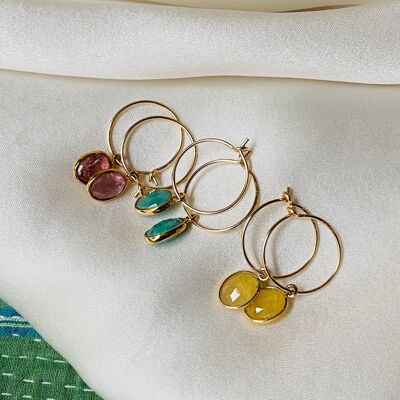 MAGALI EARRING, Stone set in gold plated (BOMA20)