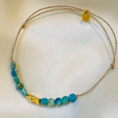 LITTLE CREEK BRACELET, turquoise and gold-plated fish (BCA36)