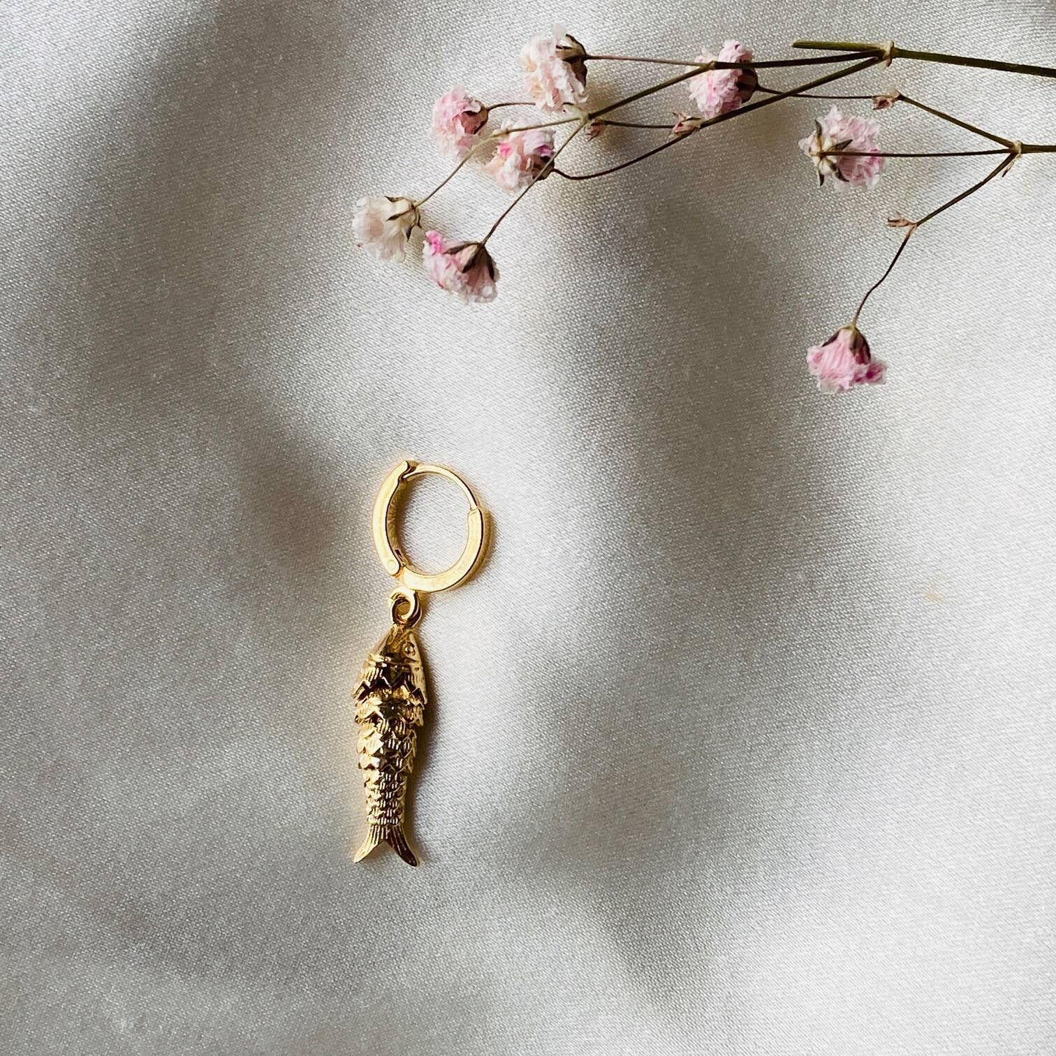 ORECCHINI SARDINA, pesce placcato oro (BOAT74)