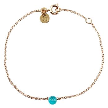 BRACELET CHAINE ROSE, mini pierre fine (BCHRO1) 2