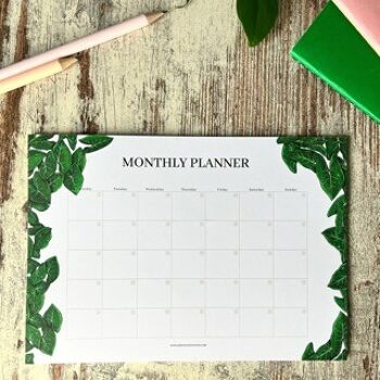 Planificateur mensuel, Planificateur mensuel, Syngonium, Botanical Design, Planificateur mensuel, sans date 6
