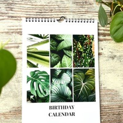 Calendario perpetuo, Calendario anual de plantas de interior, Sin fecha, Calendario de cumpleaños