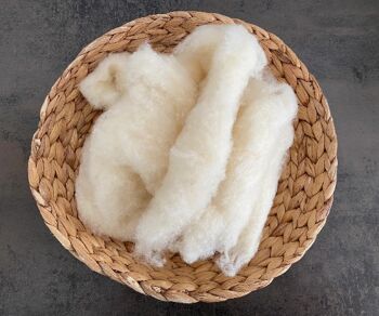 Fibres de laine brute mérinos pour filage et feutrage, blanc naturel, undad, agriculture biologique, sans traitement chimique, lavé à la main 1