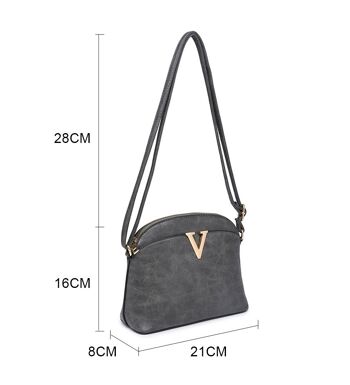Nouveau sac à bandoulière pour femme Logo en métal sac à main principal sac à bandoulière fermeture éclair cuir PU végétalien -A36904 noir 2