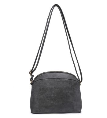 Nouveau sac à bandoulière pour femme Logo en métal sac à main principal sac à bandoulière fermeture éclair cuir PU végétalien -A36904 noir 5