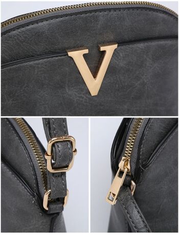 Nouveau sac à bandoulière pour femme Logo en métal sac à main principal sac à bandoulière fermeture éclair cuir PU végétalien -A36904 noir 9