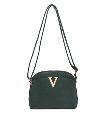 Nouveau sac à bandoulière pour femme Logo en métal sac à main principal sac à bandoulière fermeture éclair cuir PU végétalien -A36904 noir 15