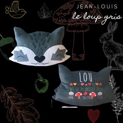 Gray wolf cushion Jean Louis