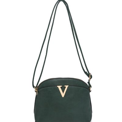 Ladys Cross Body Bag Metal Logo Shoulder handbag with  Long Adjustable Strap - A36904 green