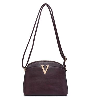 Ladys Cross Body Bag Metal Logo Sac à main à bandoulière avec longue bandoulière réglable - A36904 Mauve 1