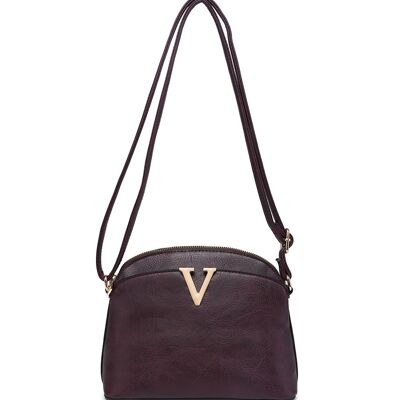 Ladys Cross Body Bag Metal Logo Shoulder handbag with  Long Adjustable Strap - A36904 Mauve