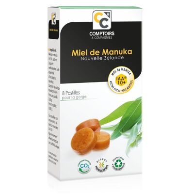 COMPTOIRS ET COMPAGNIES - Pastiglie al Miele di Manuka IAA10+ ed Eucalipto - Ideali per la Gola - Integratore Alimentare - Confezione da 8 Pastiglie