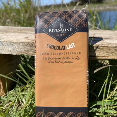 Milk chocolate with caramel cream 100 g, salted butter and fleur de sel from the Ile de Ré