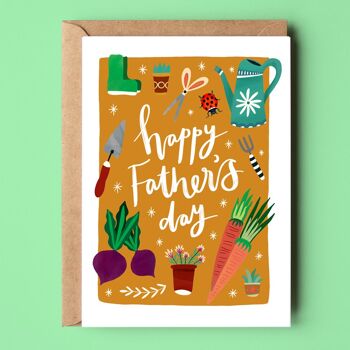 Carte recyclée de jardinier de fête des pères heureux 1