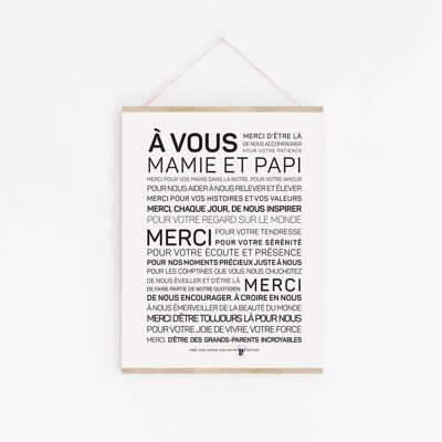 Papi et Mamie poster - thank you, for coming with us - A2