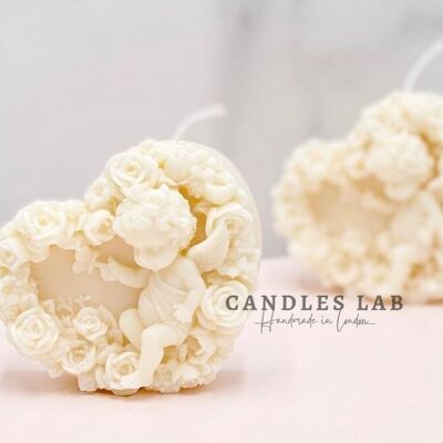Candles Lab - handmade soy wax heart shaped cupid angel candle
