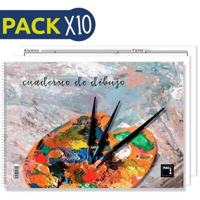 Pack 10 Bloc dibujo Folio liso 20 hojas 95 gr.