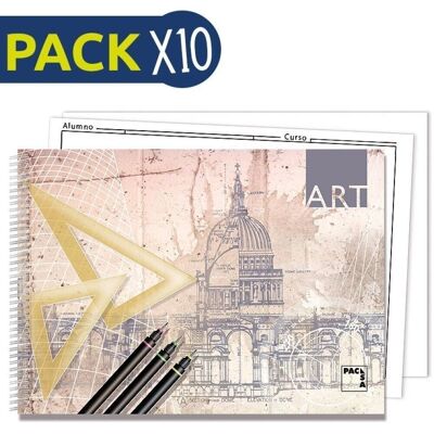 Pack 10 Bloc dibujo Folio micro recuadro 20 hojas 150g