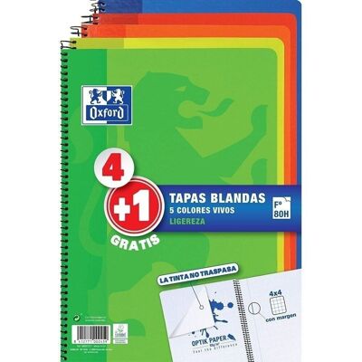 Oxford Pack 5 Blocs Tapa cartón Folio 80 CN