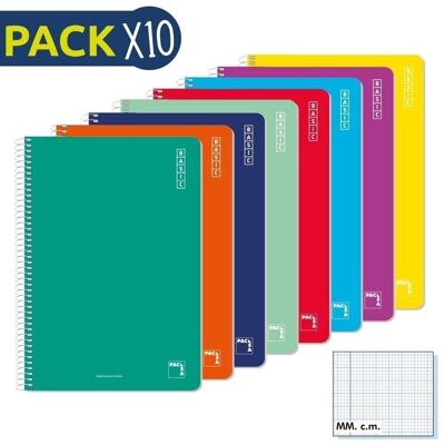 Pack 10 Bloc 60 gr folio 80 hojas milimetrado