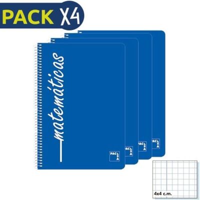 Pack 4 Bloc 90gr tapa plástico Folio 80 CN Matemáticas
