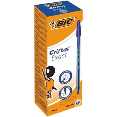 Caja 20 Bolígrafo Bic cristal punta aguja Azul