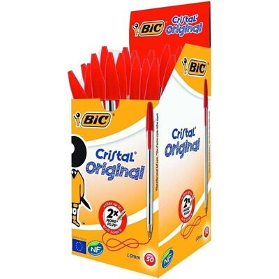 Caja 50 Bolígrafo Bic cristal rojo