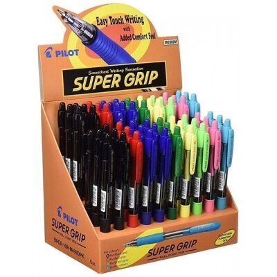 Expositor 60 bolígrafos Pilot Super Grip 8 colores