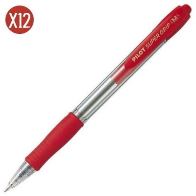 Pack 12 Bolígrafo PILOT Súper Grip rojo