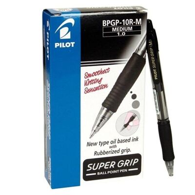 Pack 12 Bolígrafo PILOT Súper Grip Negro