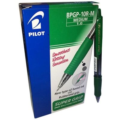 Pack 12 Bolígrafo PILOT Súper Grip verde