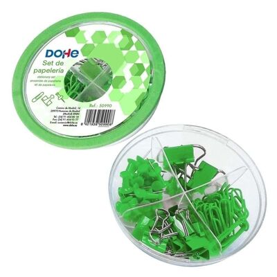 Set pinzas y clips escritorio verde