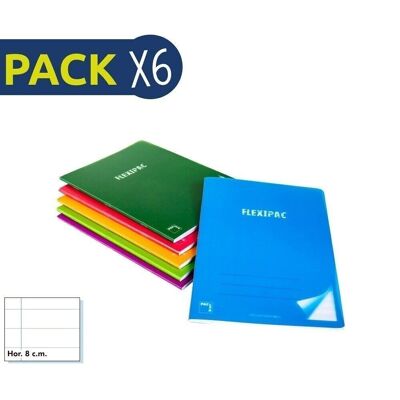 Pack 6 Cuaderno Flexipac A5 90 gr 48 hojas Rayado