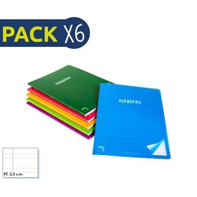 Pack 6 Cuaderno Flexipac A5 90 gr 48 hojas Pauta 3,5