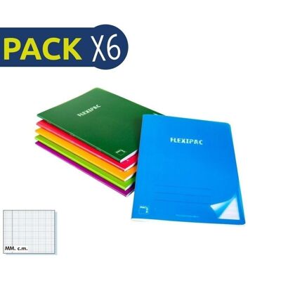 Pack 6 Cuaderno Flexipac A5 90 gr 48 hojas Milimetrado