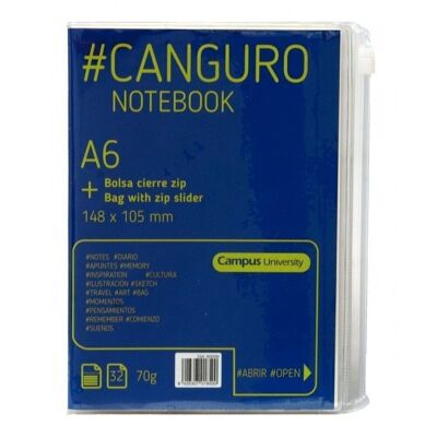 Cuaderno 32h A6 HN funda cierre zip-4col