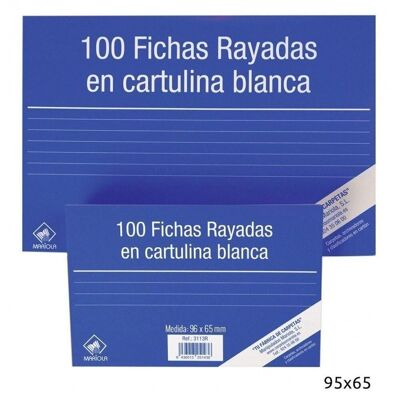 Pack 100 Fichas Cartulina rayada 95X65 Nº1