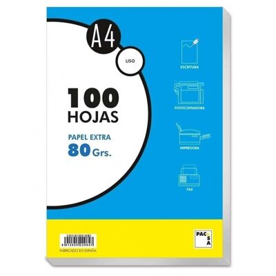 Paquetes 100 hojas A-4 80 gr Liso