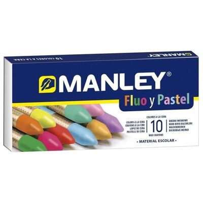 Estuche 10 ceras Manley Flúor+pastel