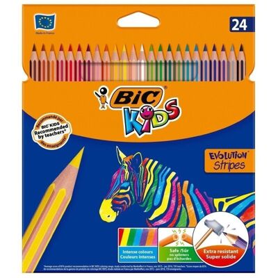 Estuche 24 lapices colores Bic Kids stripes
