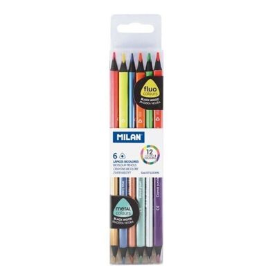 Pack 6 lápices fluo&metal bicolor Milán