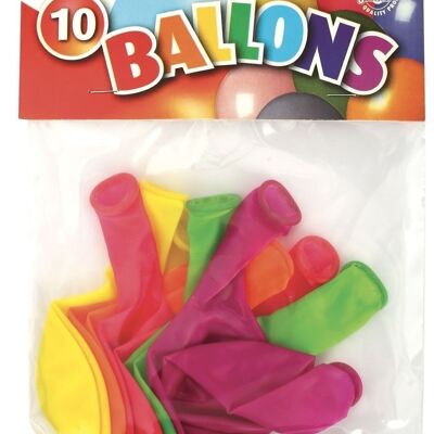 Diy - 10 ballons neon coloris assortis