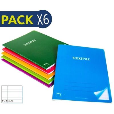 Pack 6 Cuaderno Flexipac A4 90 gr 48 hojas Pauta 3,5