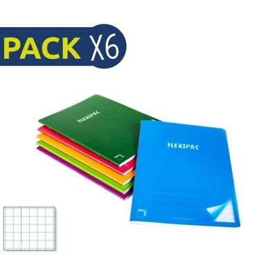 Pack 6 Cuaderno Flexipac A5 90 gr 48 hojas Cuadrícula 5x5