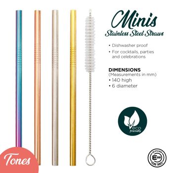 Pailles en Métal Mini's Colors (Lot de 4) 2