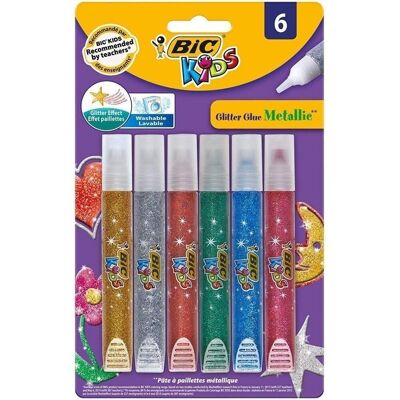 Blister 6 pegamentos glitter Bic 19x12